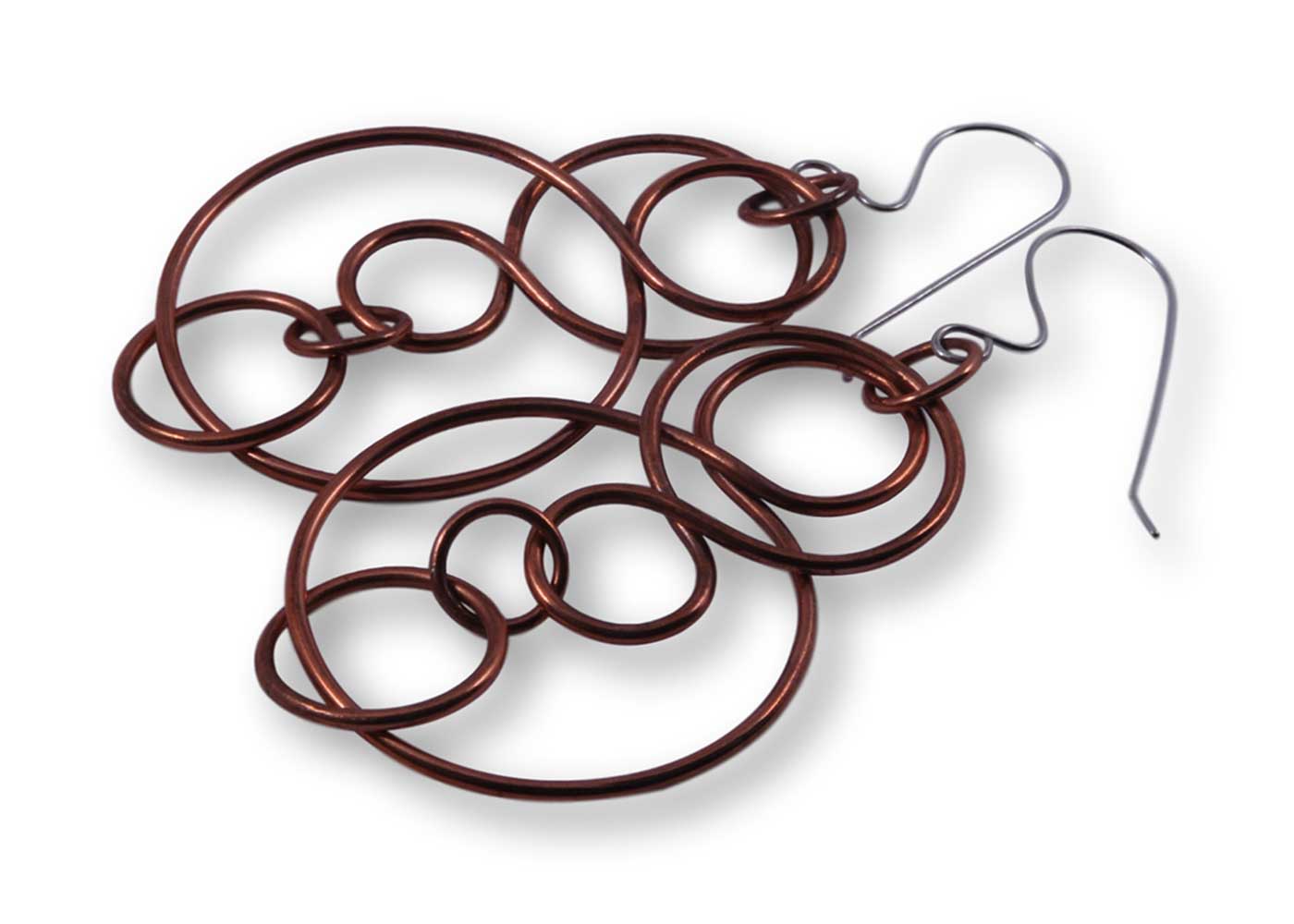 Windsong Jewellery Design Copper Intertwined Link Earrings