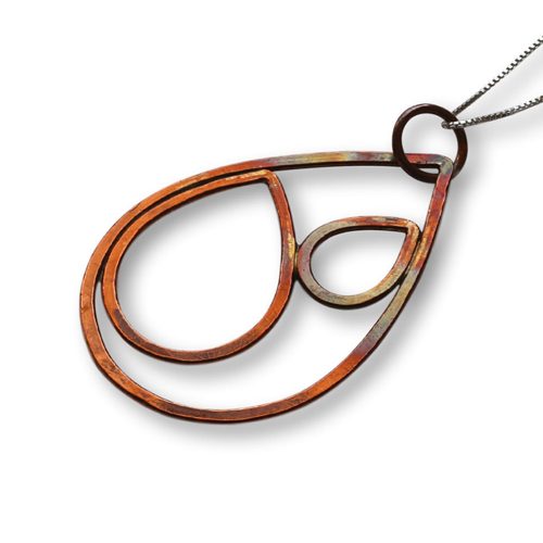 Copper Double Raindrop Pendant Necklace