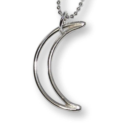 Argentium Silver Crescent Moon Necklace Large