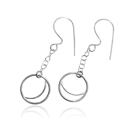Argentium Silver Crescent Drop Earrings Windsong Jewellery Design