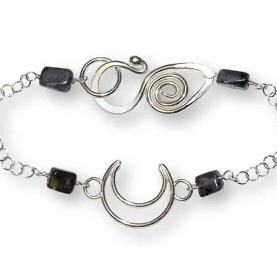 Argentium Silver Crescent Gemstone Bracelet Windsong Jewellery Design