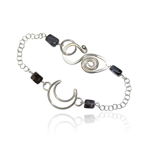 Argentium Silver Crescent Gemstone Bracelet Windsong Jewellery Design