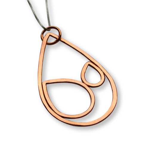 Copper Large Raindrop Pendant Necklace Windsong Jewellery Design