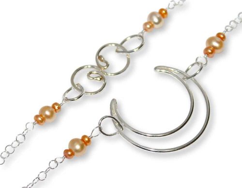 Argentium Silver Crescent Pearl Necklace Windsong Jewellery Design